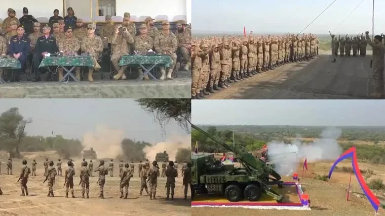 پاکستان آرمی اور ایئر فورس کا مشترکہ فائر پاور کا عملی مظاہرہ