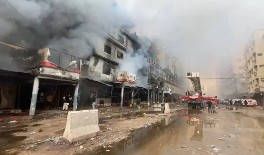 گل پلازہ آتشزدگی اپڈیٹ: کولنگ کا عمل جاری، لاشوں کی تلاش برقرار